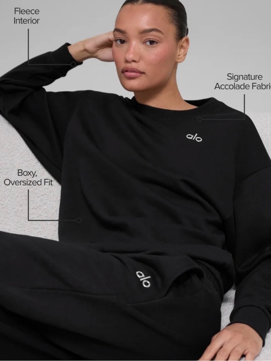ALO Yoga Sweaters - ALO Yoga Black Boxy Oversized Fleece Sweatshirt & Sweatpants